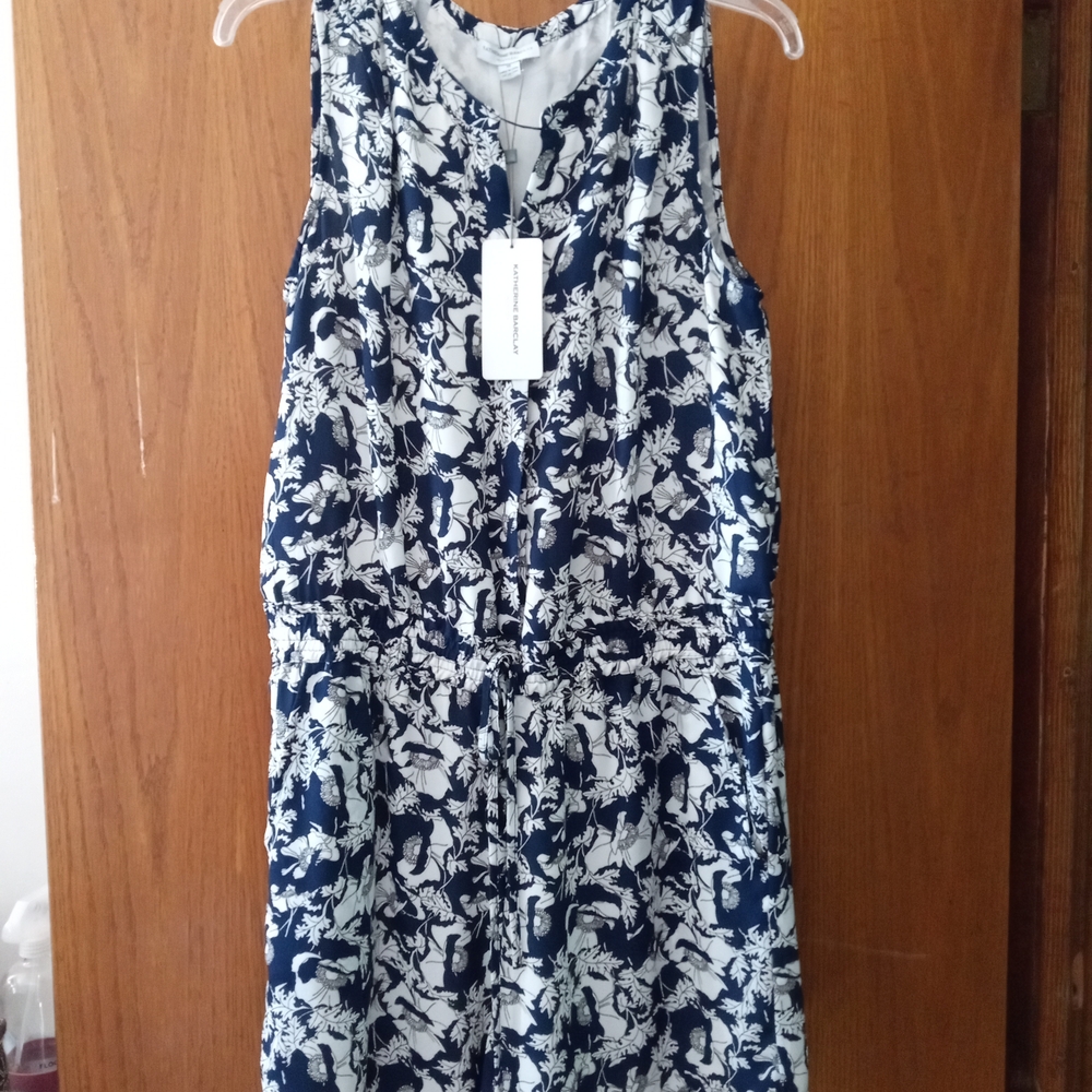 Navy and White Sleeveless Dress - NEW w/tag
